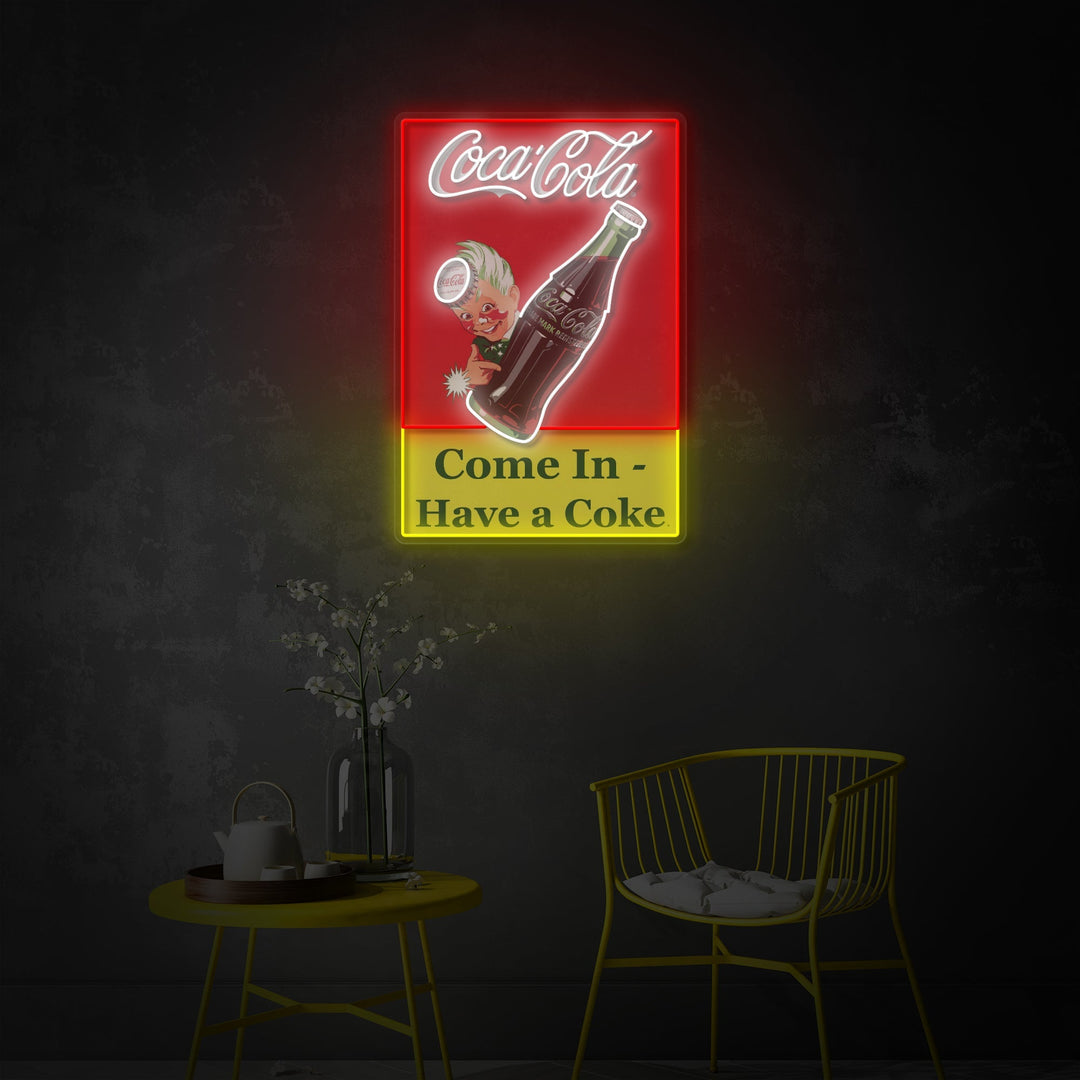 "Come In Have A Coke, drikke butikklogo" UV-trykt LED-neonskilt