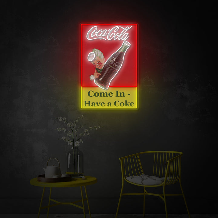 "Come In Have A Coke, drikke butikklogo" UV-trykt LED-neonskilt
