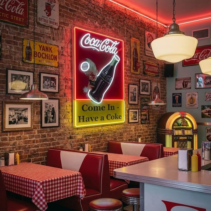 "Come In Have A Coke, drikke butikklogo" UV-trykt LED-neonskilt