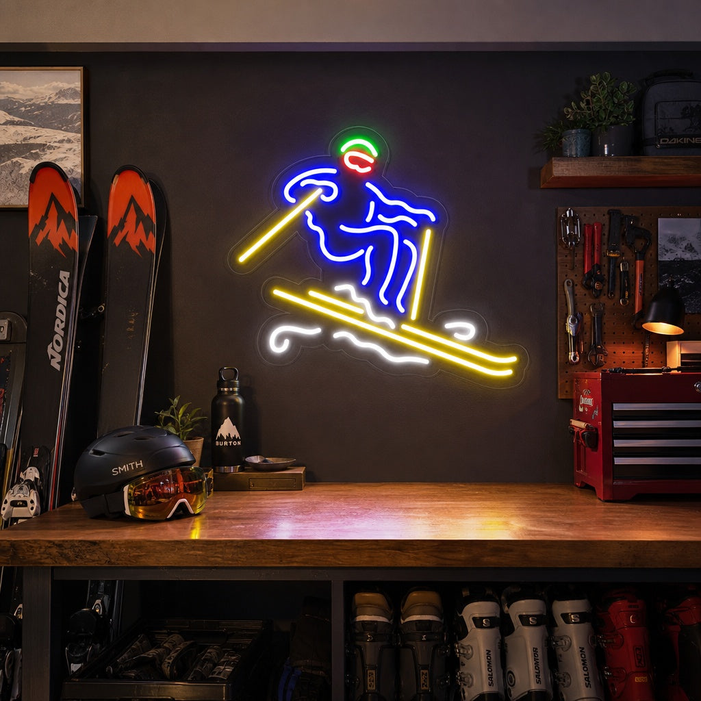 "Alpin Skiløper Håndlaget" Neonskilt