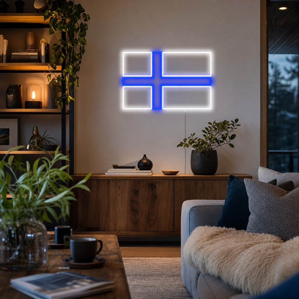 "Finlands Flagg" Neonskilt