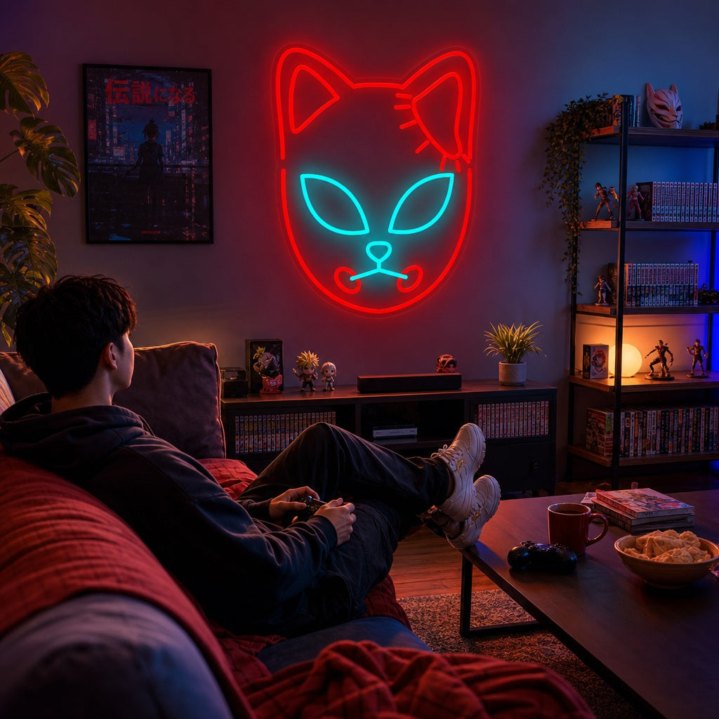 "Revemaske, Manga Anime" Neonskilt