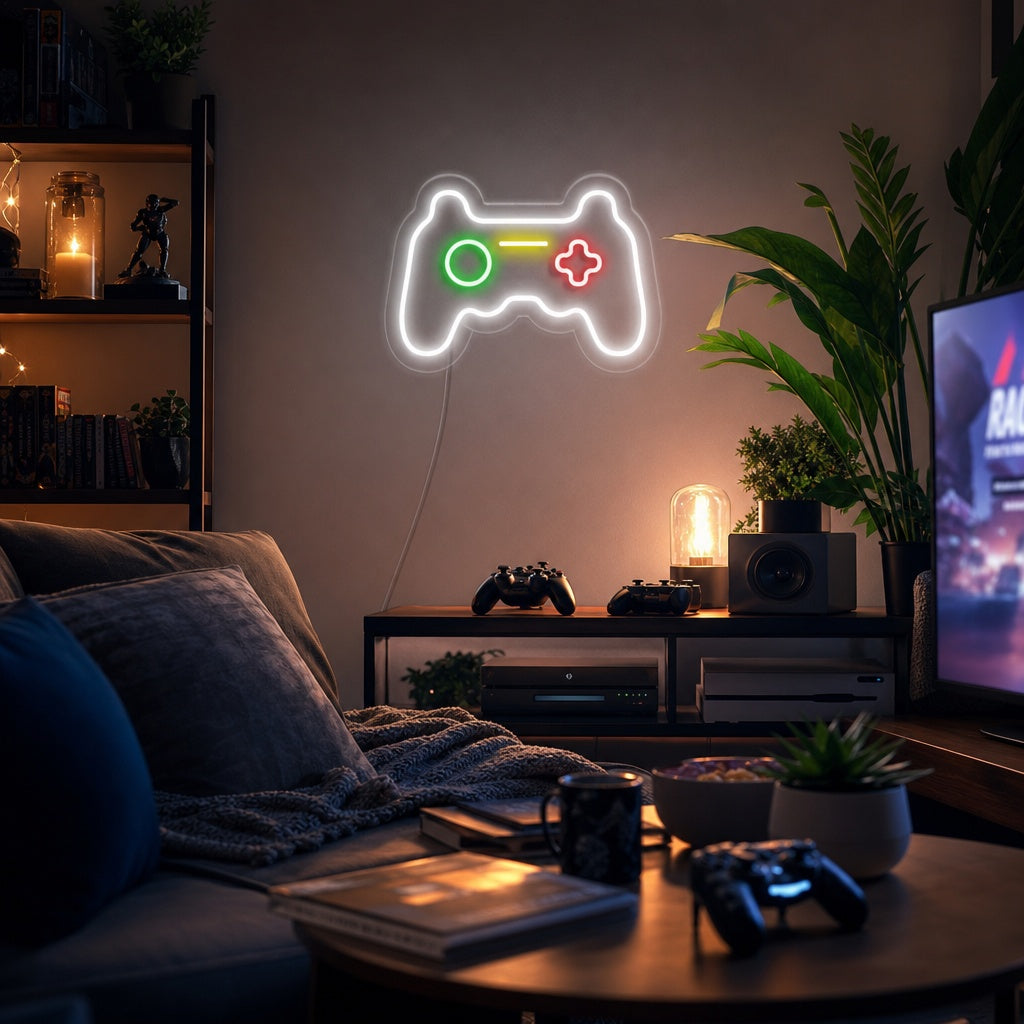 "Spillkontroller, Gamer Dekor" Neonskilt