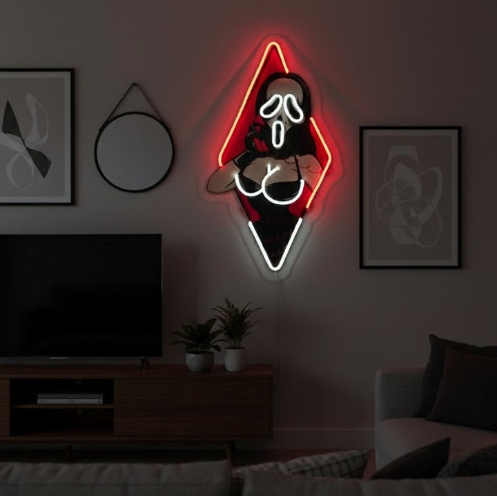 "Spøkelsessikt dame, sexy kvinne" UV-trykt LED-neonskilt