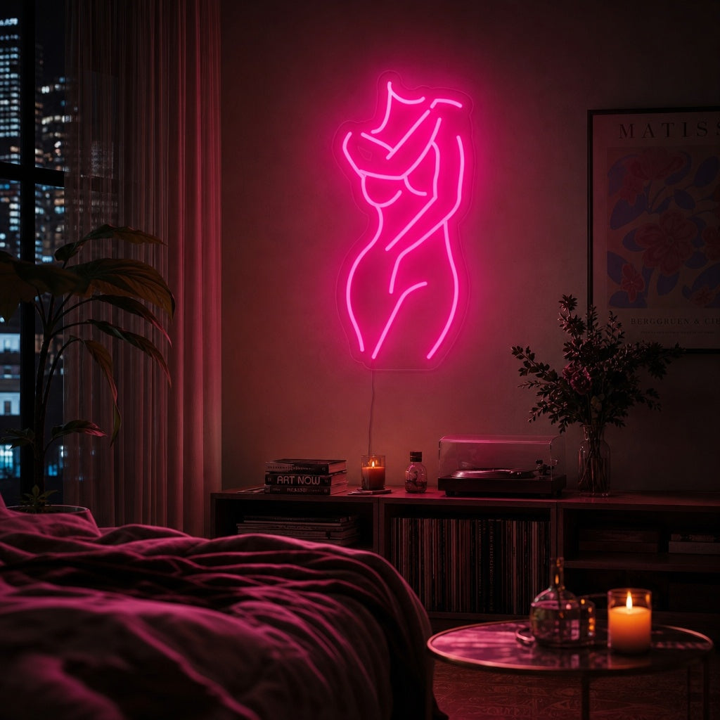 "Jente Silhuett" Neonskilt