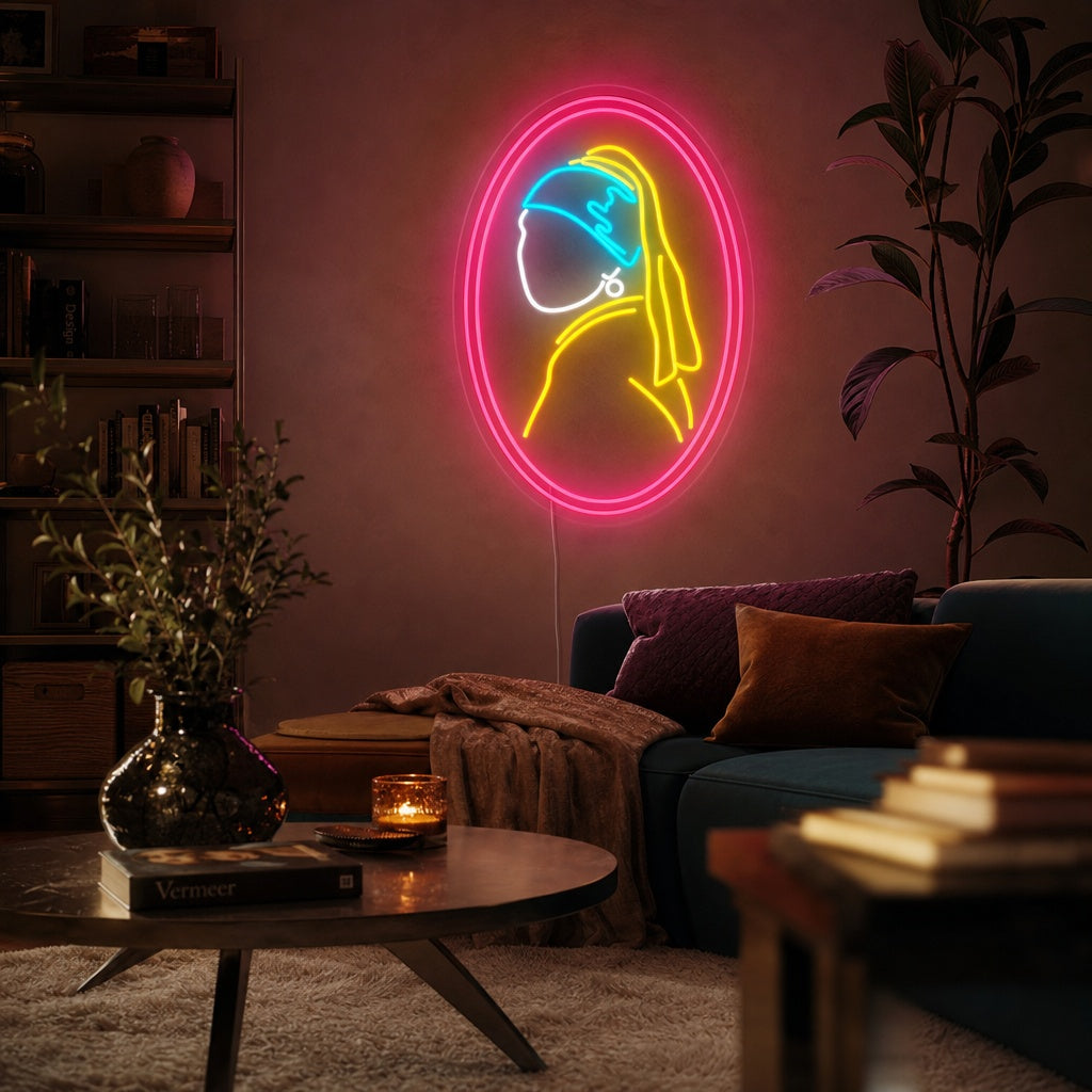 "Jente Med Perle Vermeer" Neonskilt