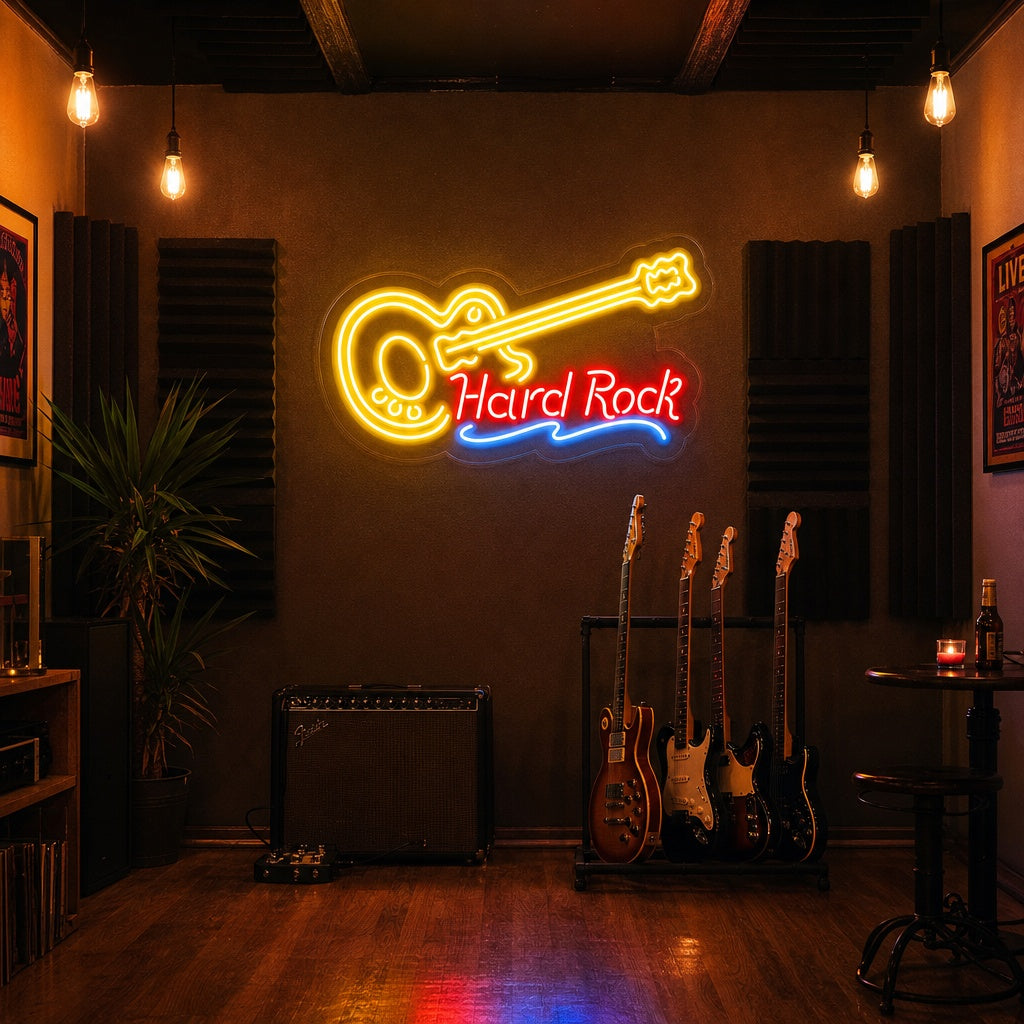 "Hard Rock, Musikk, Gitar" Neonskilt
