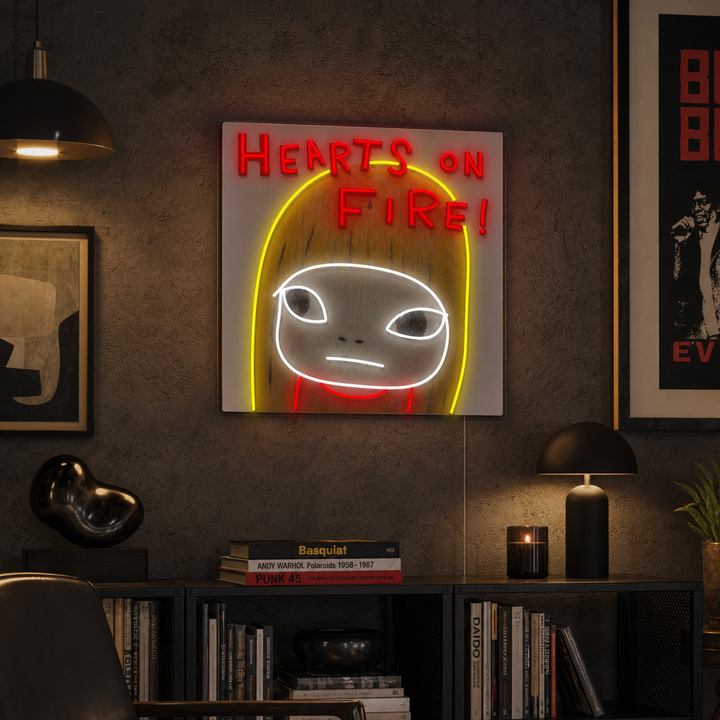 "Hearts On Fire" UV-trykt LED-neonskilt