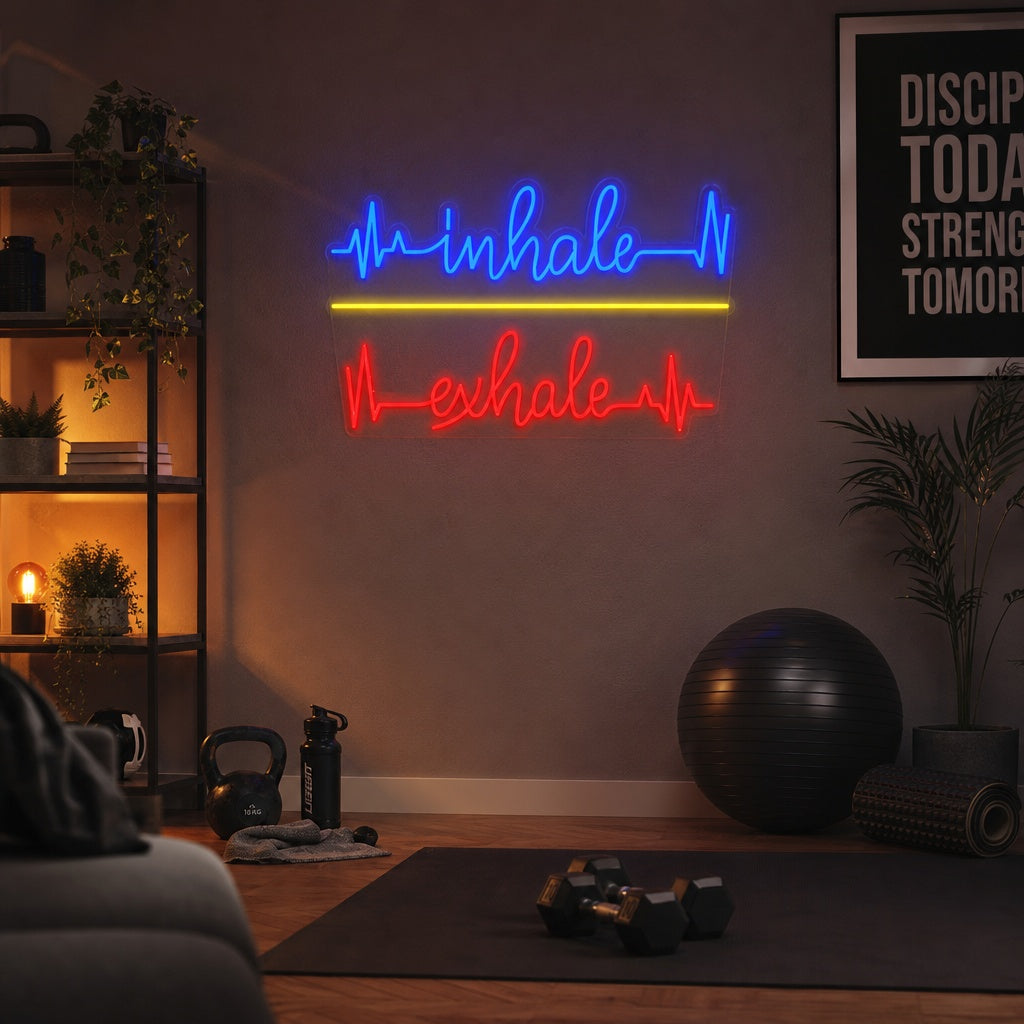"Inhale Exhale, Hjerteslag" Neonskilt