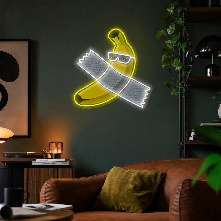 "Er denne kunsten, banan med tape" UV-trykt LED-neonskilt