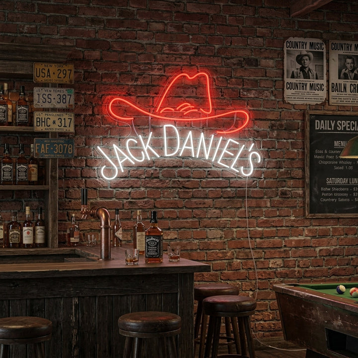 "Jack Whisky cowboyhatt" Neonskilt