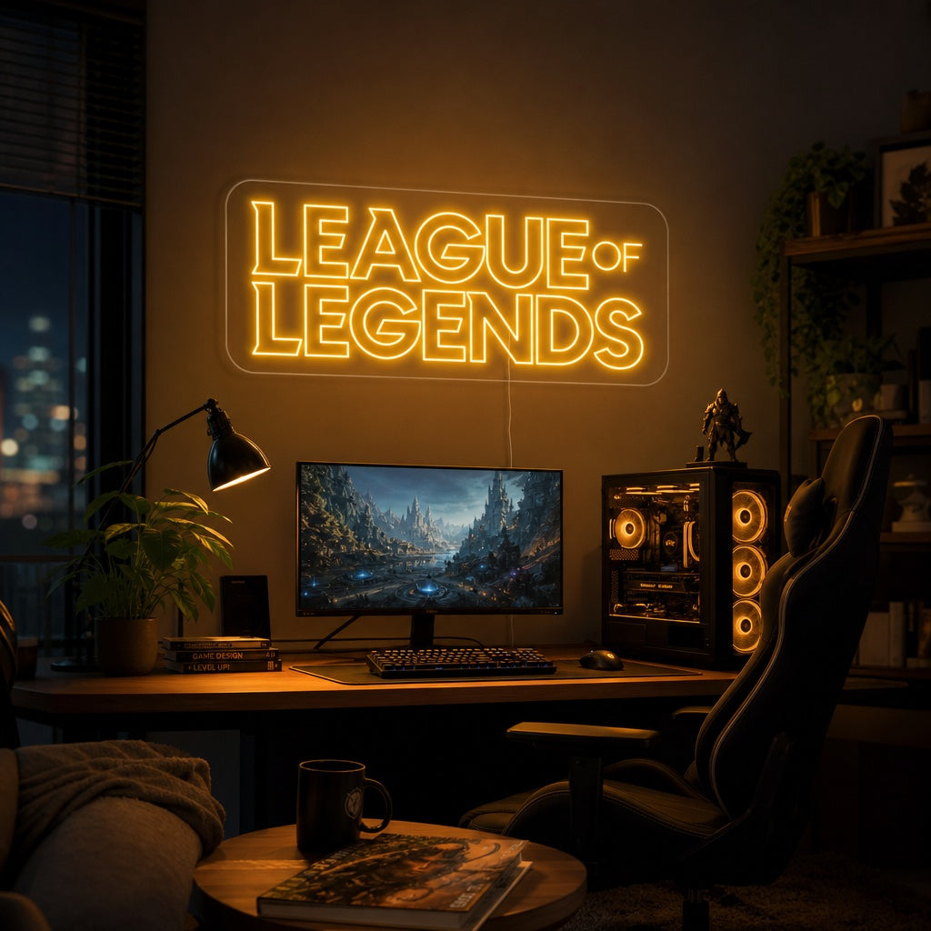 "League of Legends, Innredning Av Spillrom" Neonskilt