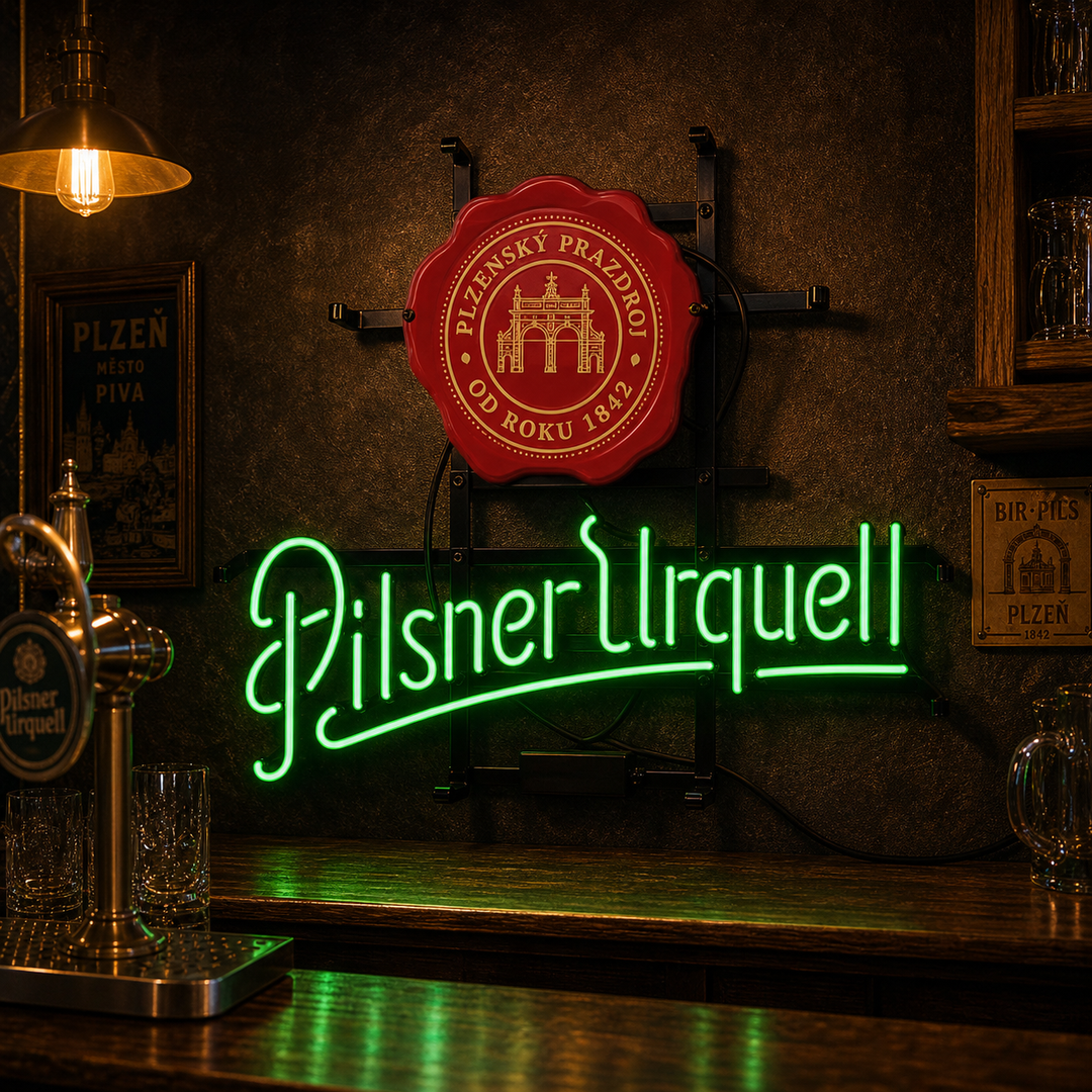 "Light Green Pilsner Urquell Budweiser Clydesdale Coaster" Neonskilt