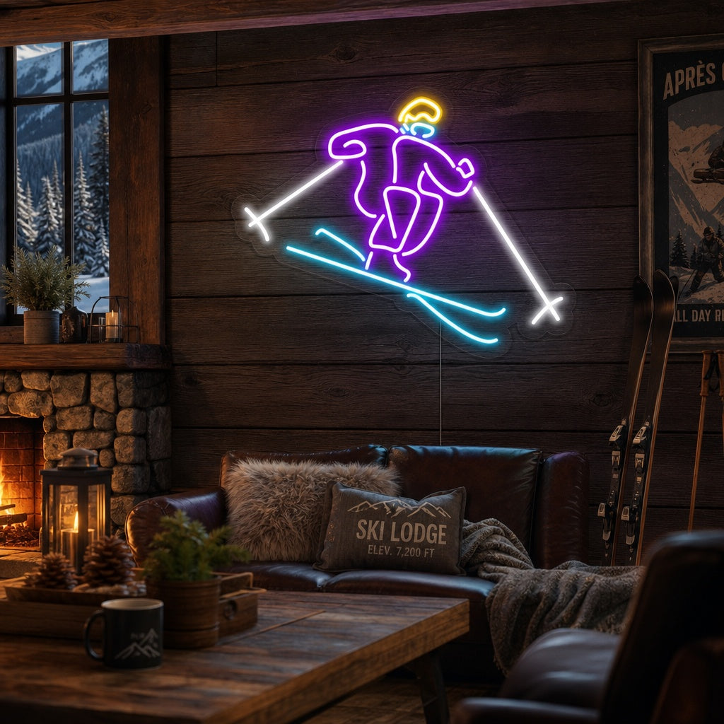 "Logo Av Skiløper" Neonskilt