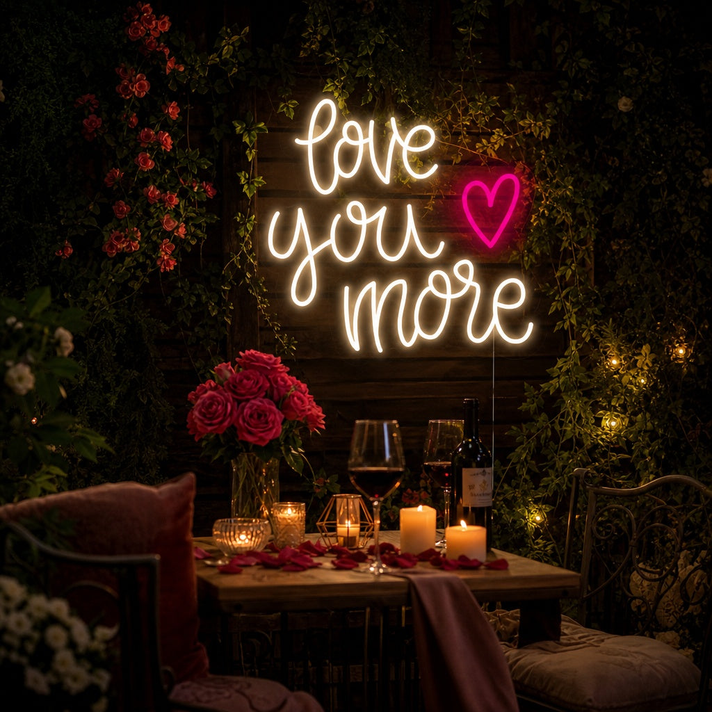 "Love You More Heart" Neonskilt