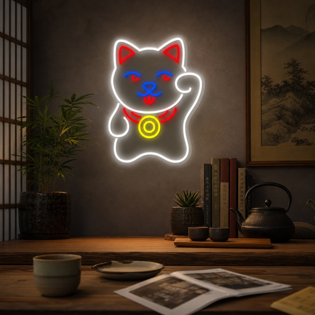 Maneki Neko Cat Neonskilt, Japansk neonskilt