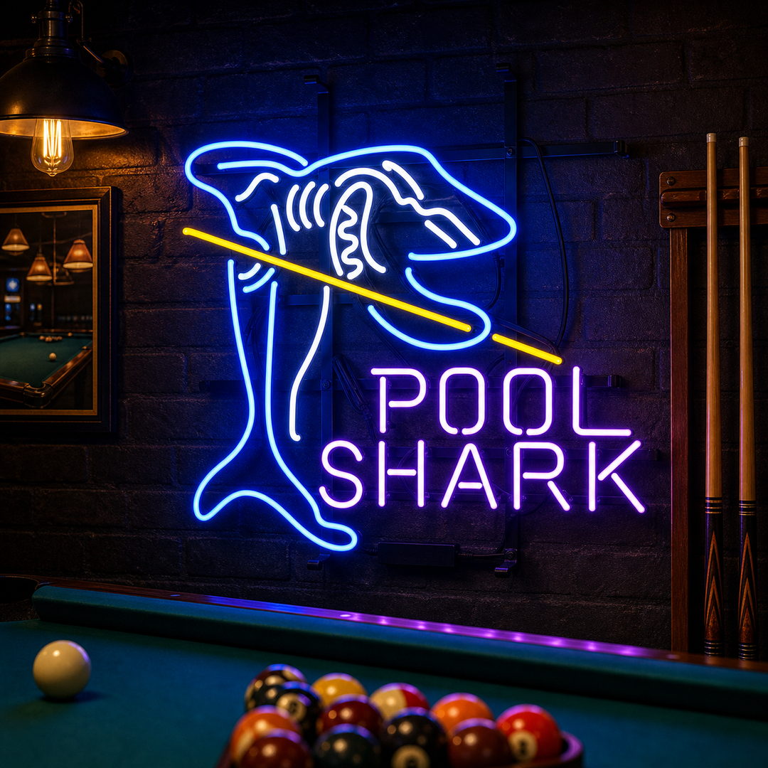 "Pool Shark, Biljardrom" Neonskilt