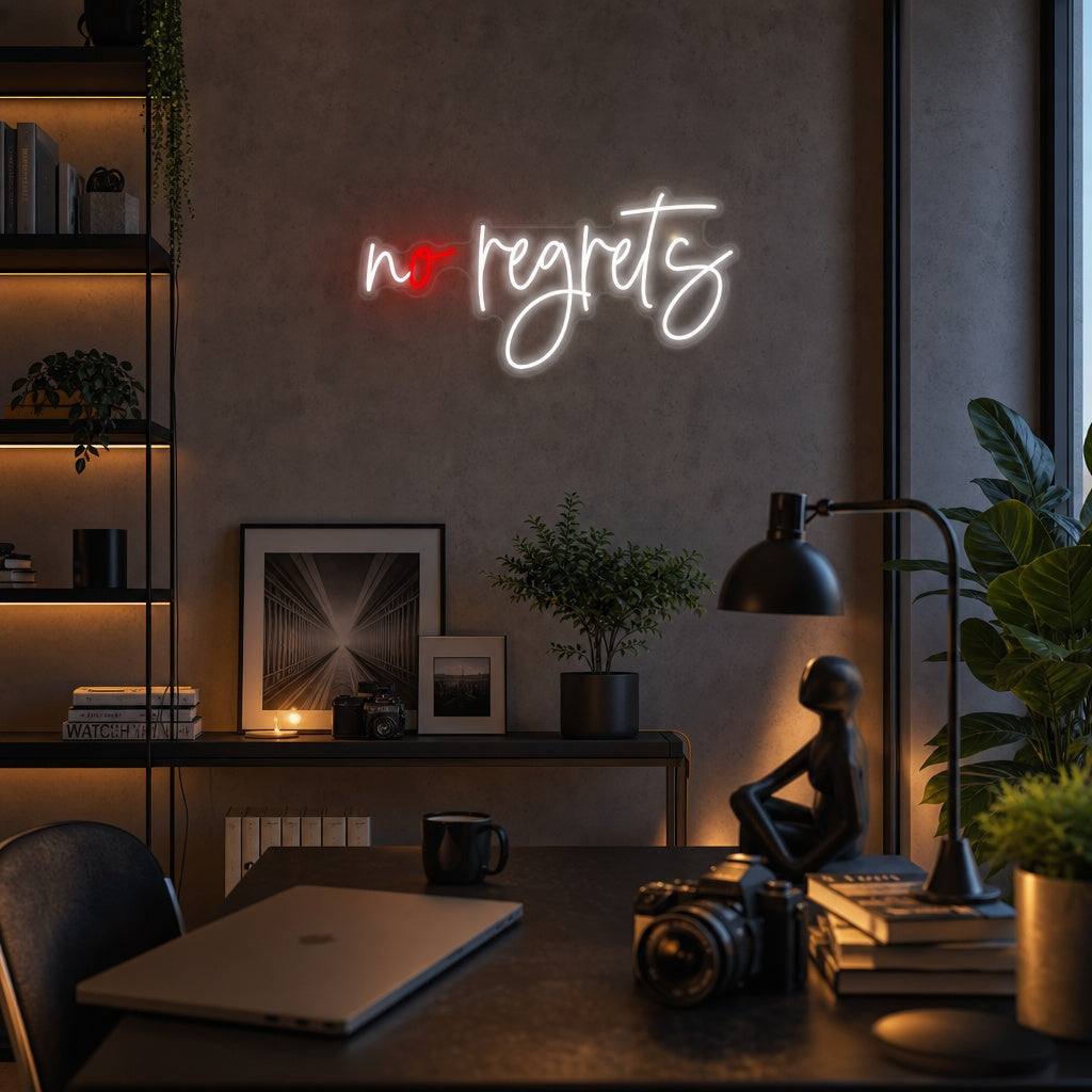 "No Regrets" Neonskilt