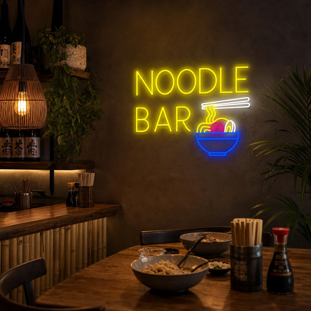 Noodle Bar Neonskilt, Japansk restaurantinnredning