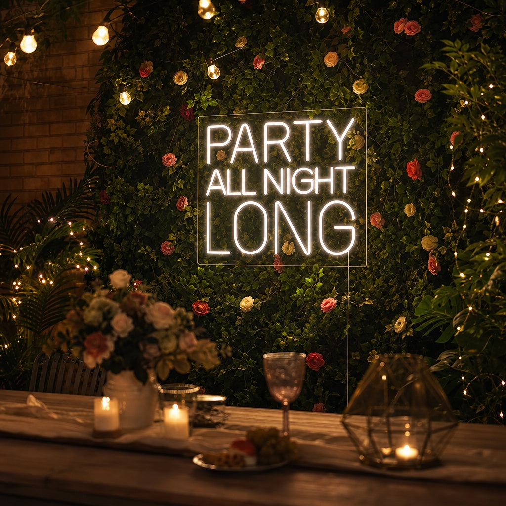 "Party All Night Long" Neonskilt