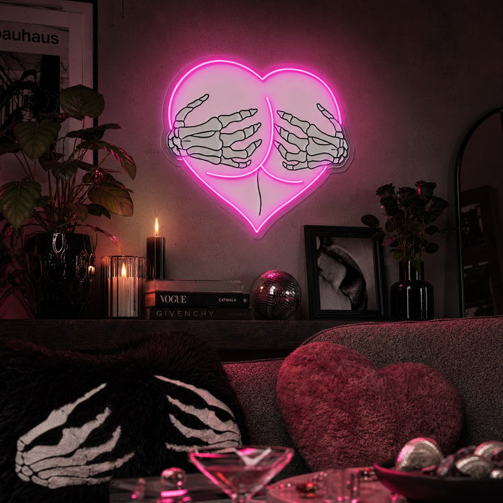 "Rosa hjerte rumpe klemmer" UV-trykt LED-neonskilt
