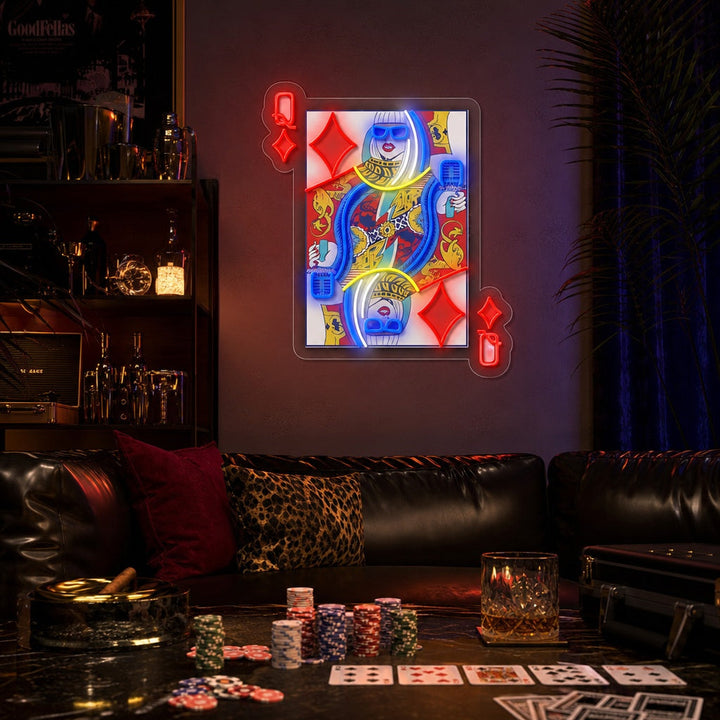 "Q Of Glam, Pop Star Idol" UV-trykt LED-neonskilt
