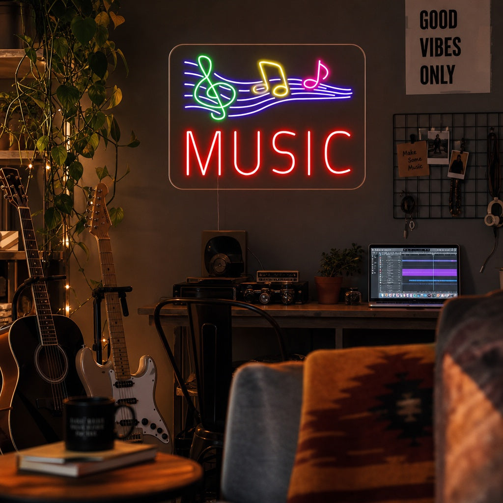 "Music, Musikalske Noter" Neonskilt