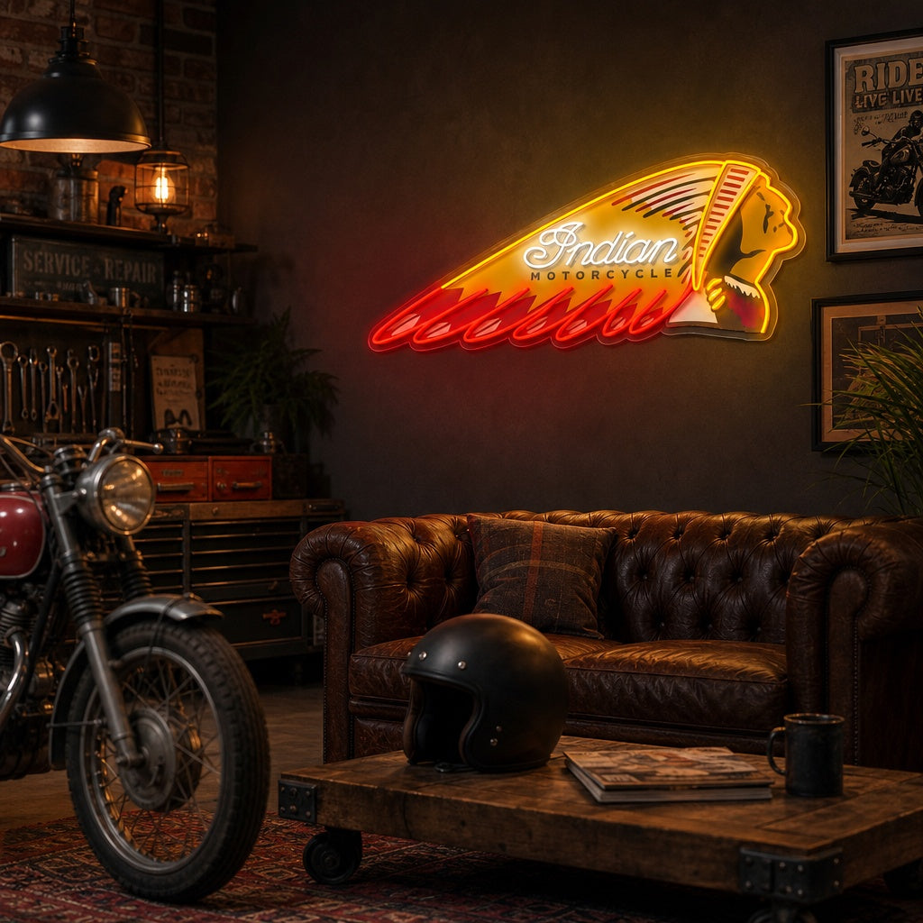 "Retro motorsykkel" UV-trykt LED-neonskilt