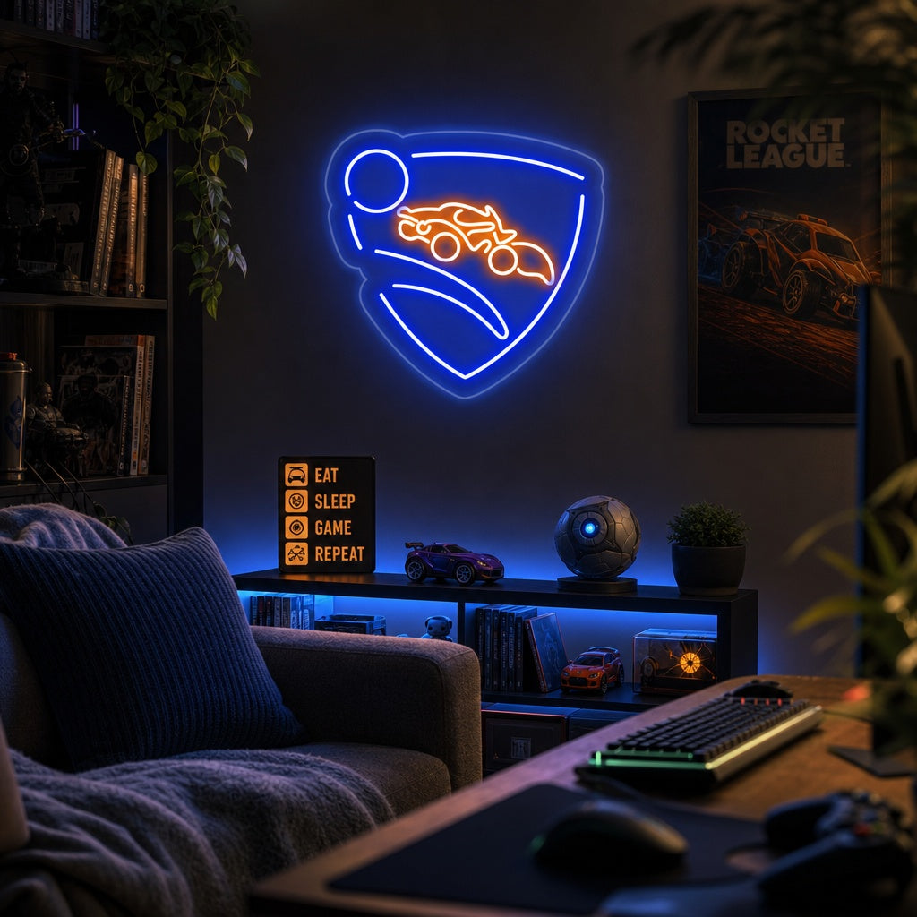 "Rocket League, Innredning Av Spillrom" Neonskilt