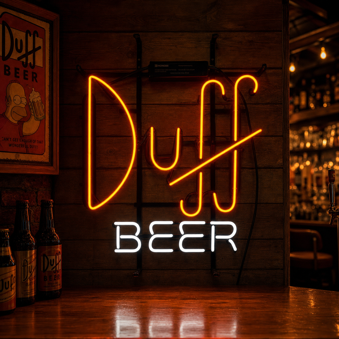 "Duff Beer, Bar" Neonskilt