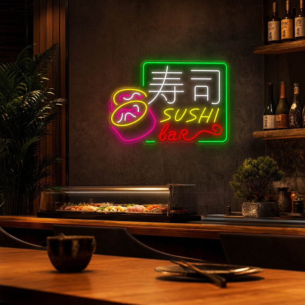 Sushi Bar Neonskilt, Japansk restaurantinnredning