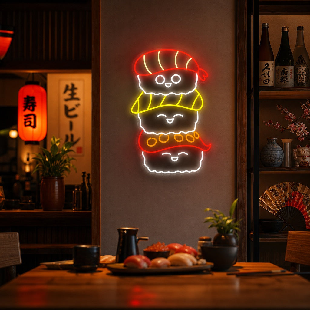 Sushi Neonskilt, Japansk restaurantinnredning