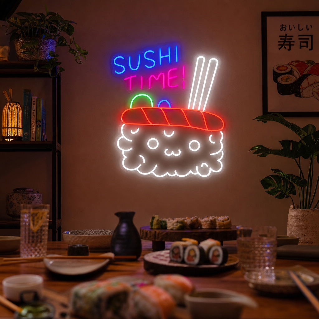 Sushi Time Neonskilt, Japansk restaurantinnredning