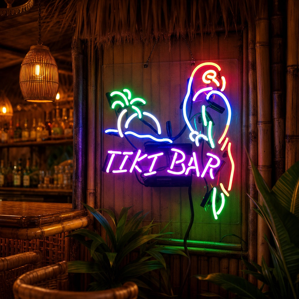 "TIKI Bar, Papegøye" Neonskilt