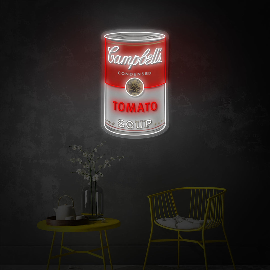 "Tomatsuppe kan, popkunst" UV-trykt LED-neonskilt