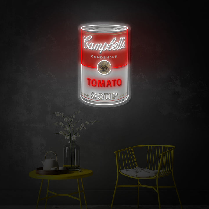 "Tomatsuppe kan, popkunst" UV-trykt LED-neonskilt