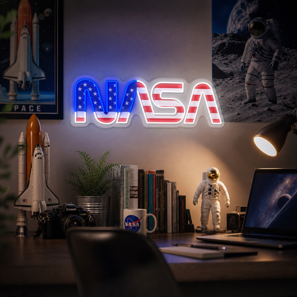 "USA flaggformet NAS -logo" UV-trykt LED-neonskilt