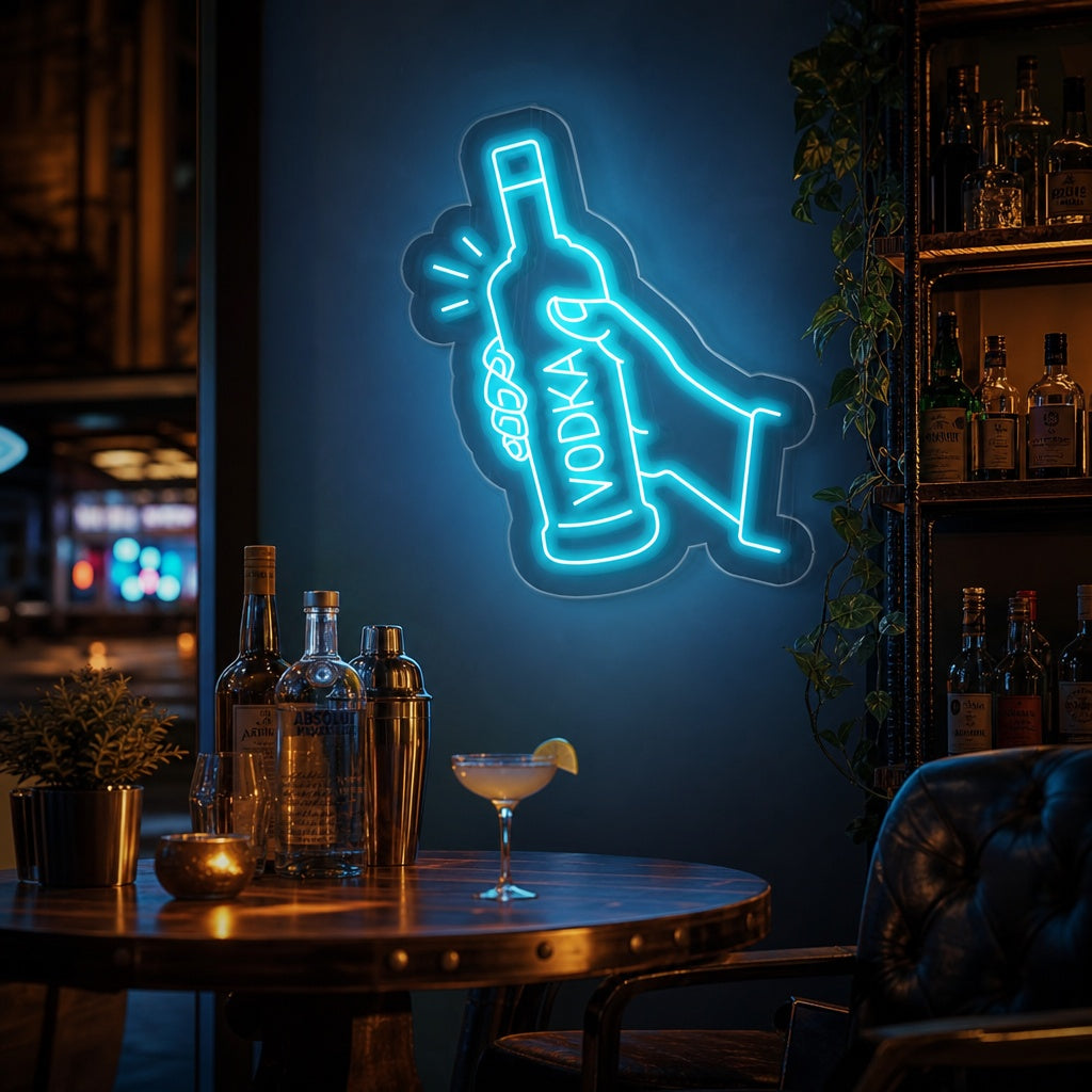 "Vodka Flaske Bar" Neonskilt