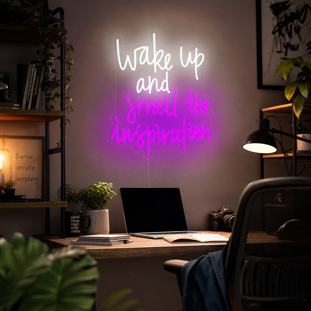 "Wake Up and Smell the Inspiration" Neonskilt