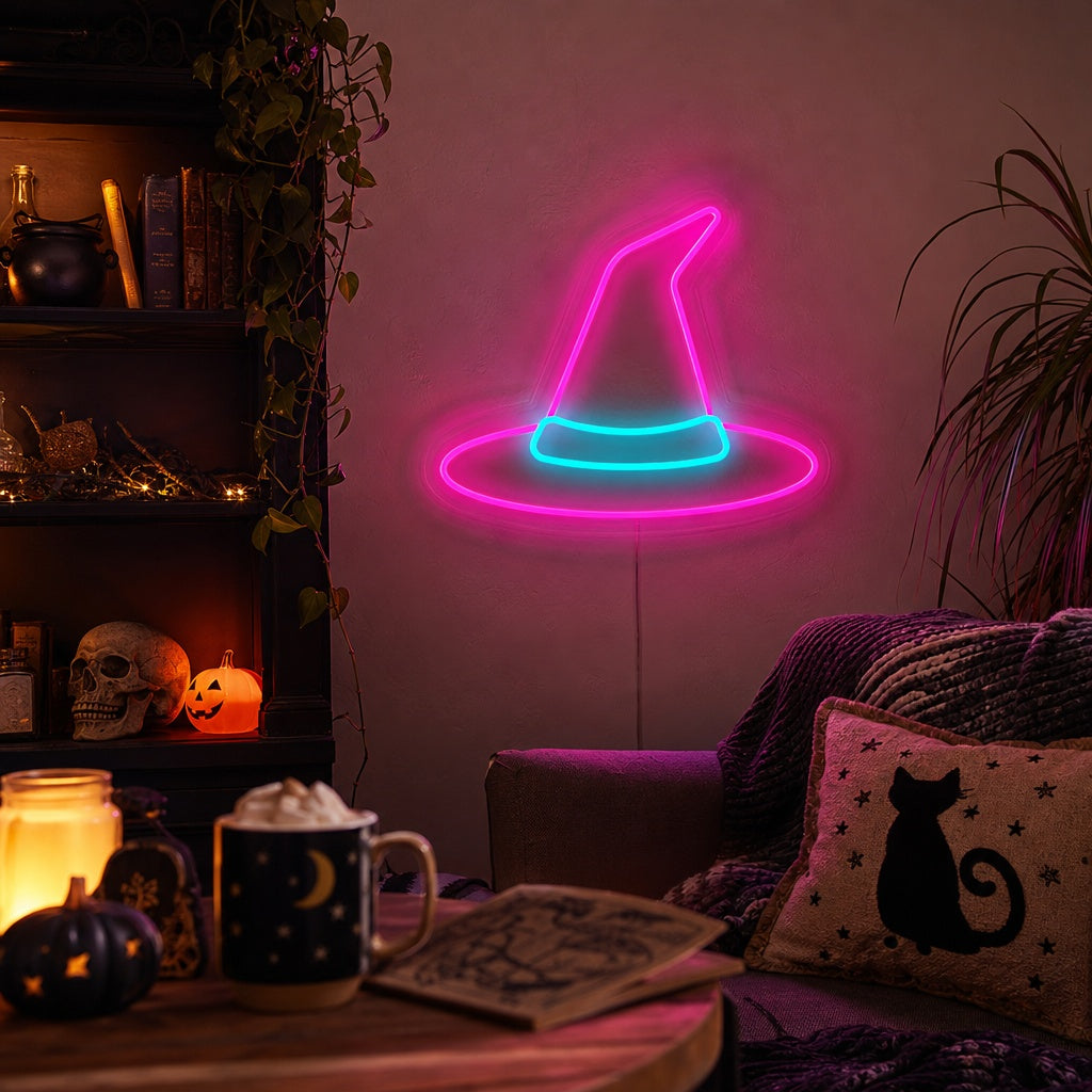 "Heks Trollmannshatt Halloween Dekor" Neonskilt