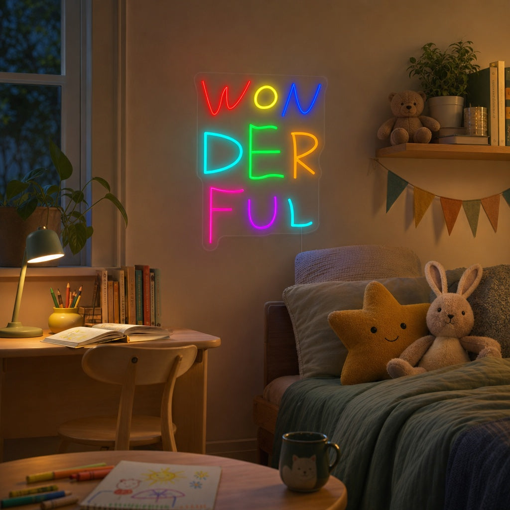 "Wonderful, Dekor Til Barnerommet" Neonskilt