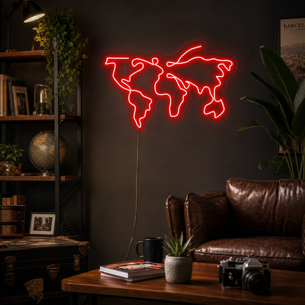 "Verdenskart" Neonskilt