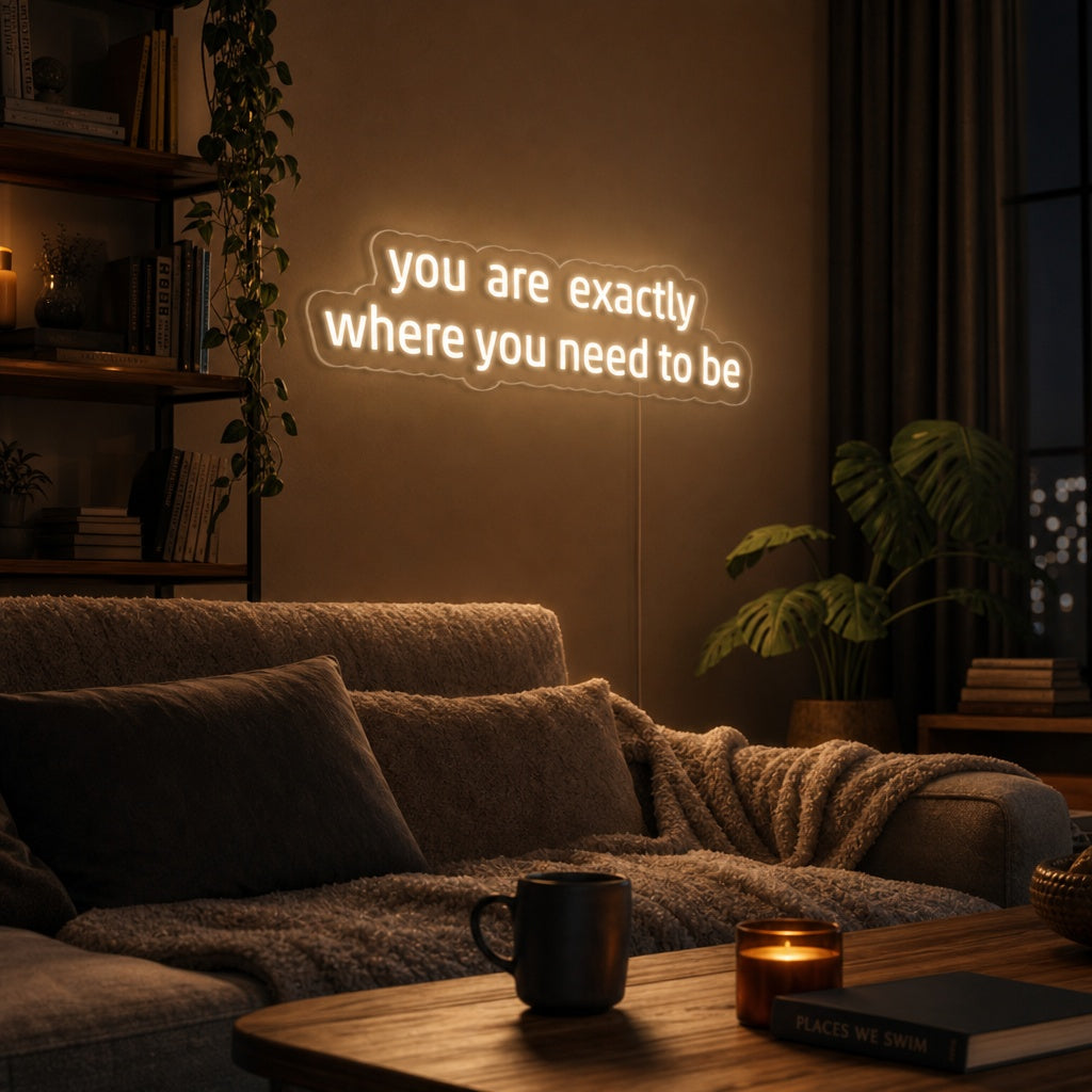"You Are Exactly Where You Need To Be" Neonskilt