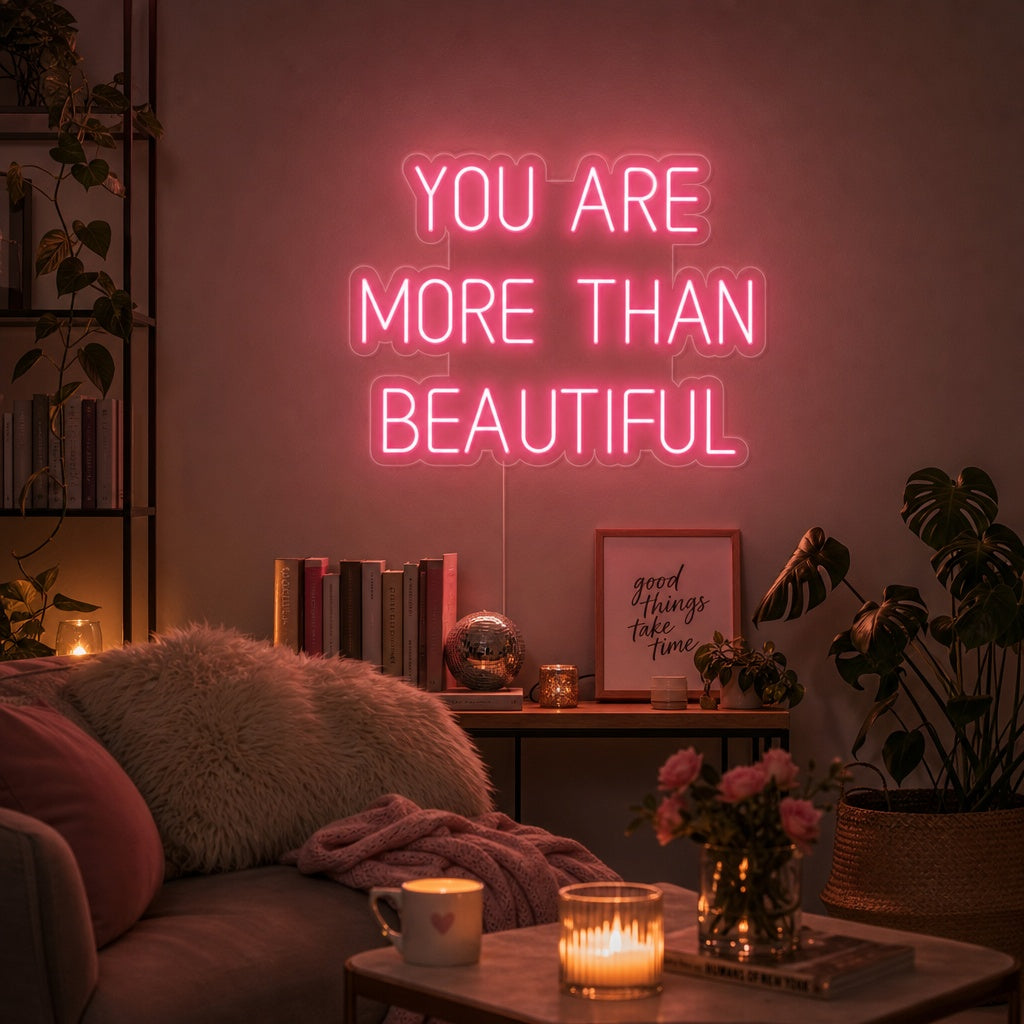 "You Are More Than Beautiful" Neonskilt