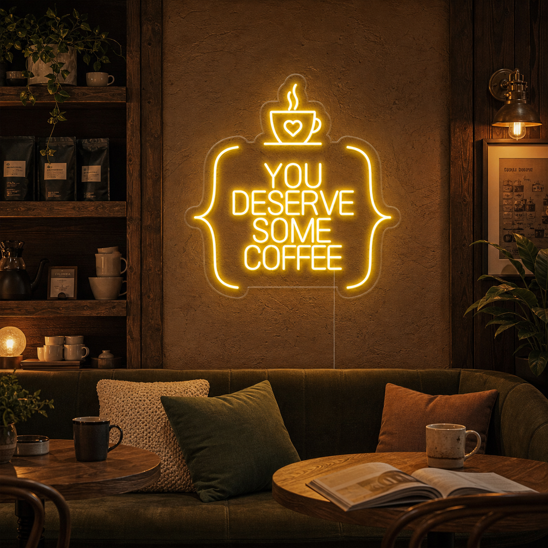 "You Deserve Some Coffee" Neonskilt