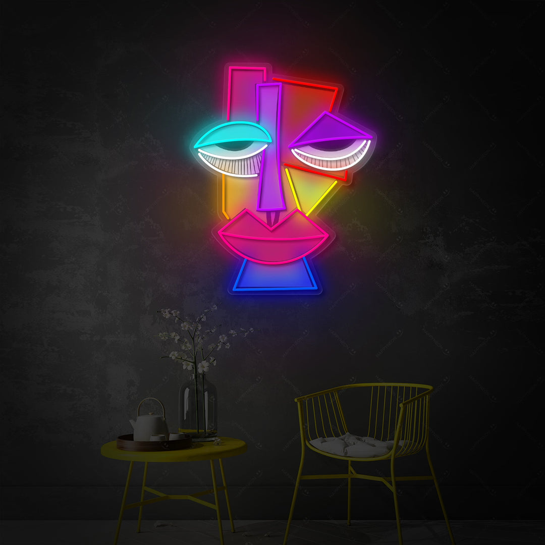 "Abstrakt Ansikt Picasso" Neonskilt