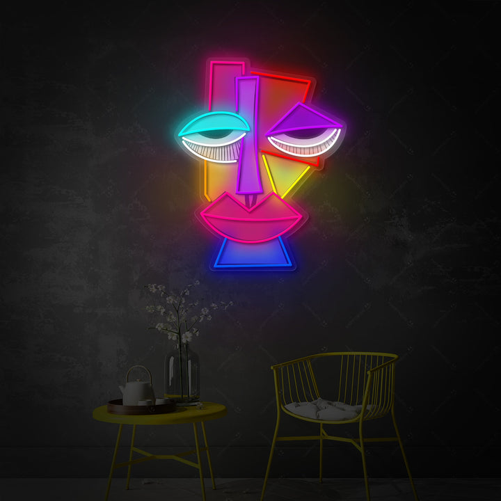 "Abstrakt Ansikt Picasso" Neonskilt
