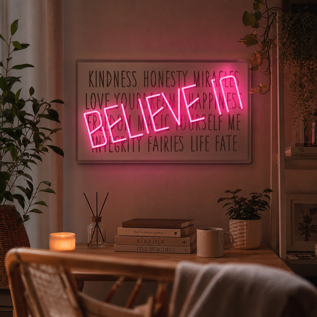 "Believe In" Neonskilt