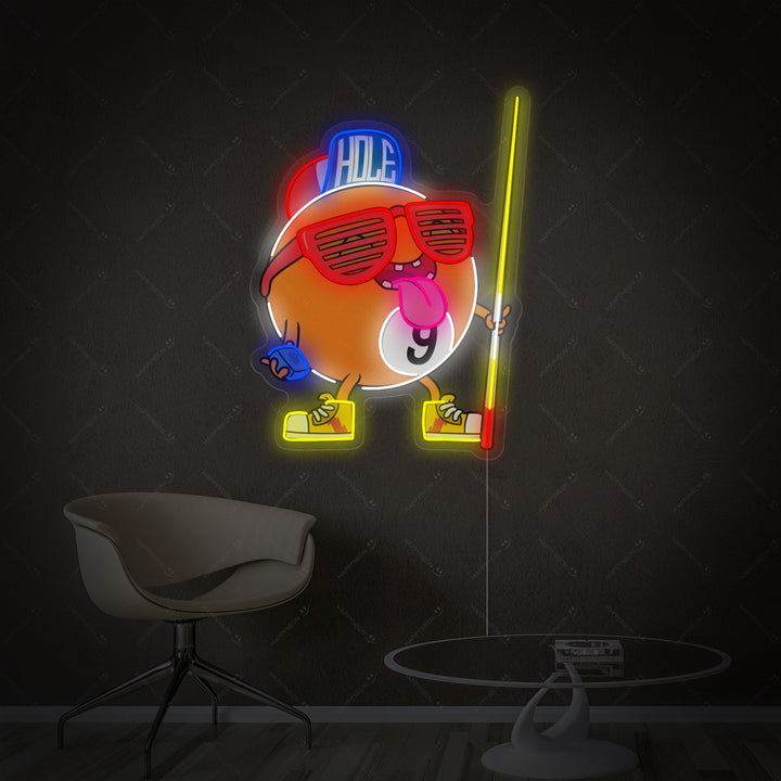 "Biljard ni ball" Neonskilt