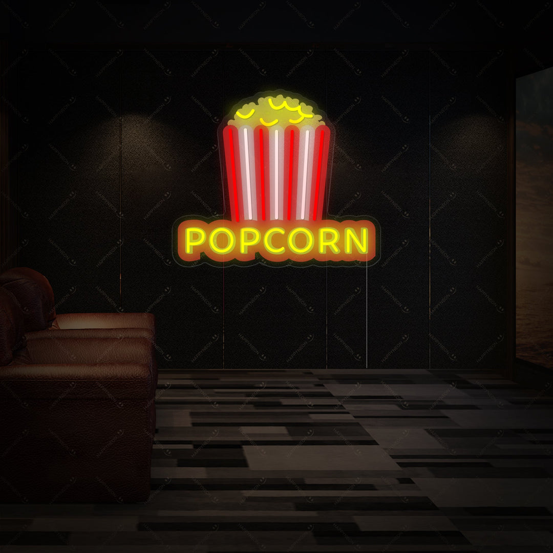 "Sprø popcorn" Neonskilt